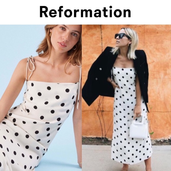 🐾Reformation🐾 White Black Polka Dot Finley Dress - Picture 2 of 8